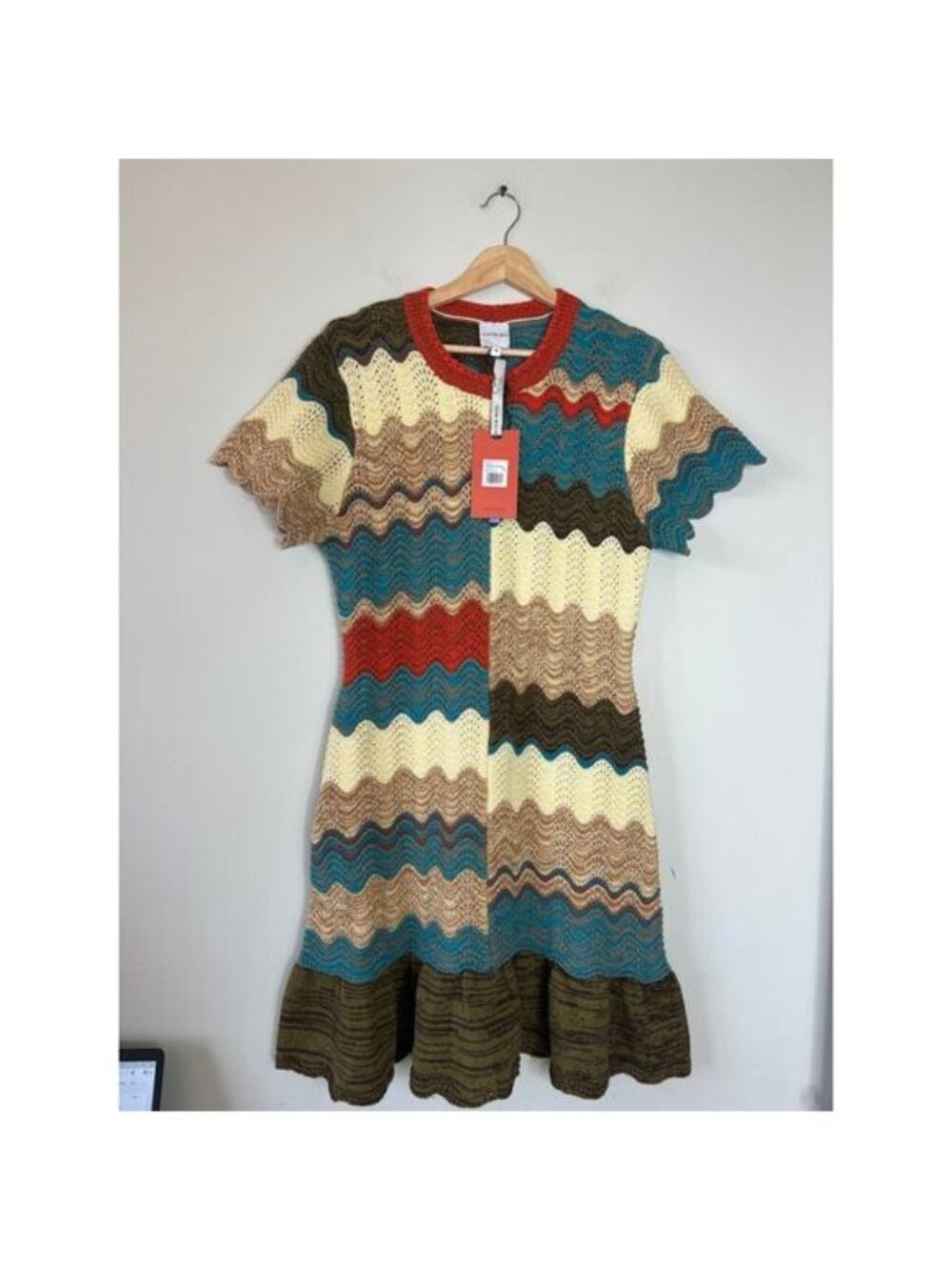 NWT Hunter Bell Knit Scallop Bernadette Autumn Wave Mini Dress Size: Medium - Picture 3 of 10